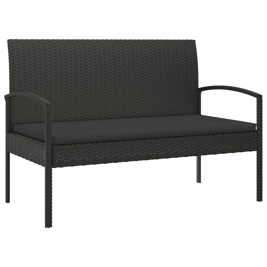 Garden Bench Black PE rattan, powder-coated steel, foam Small