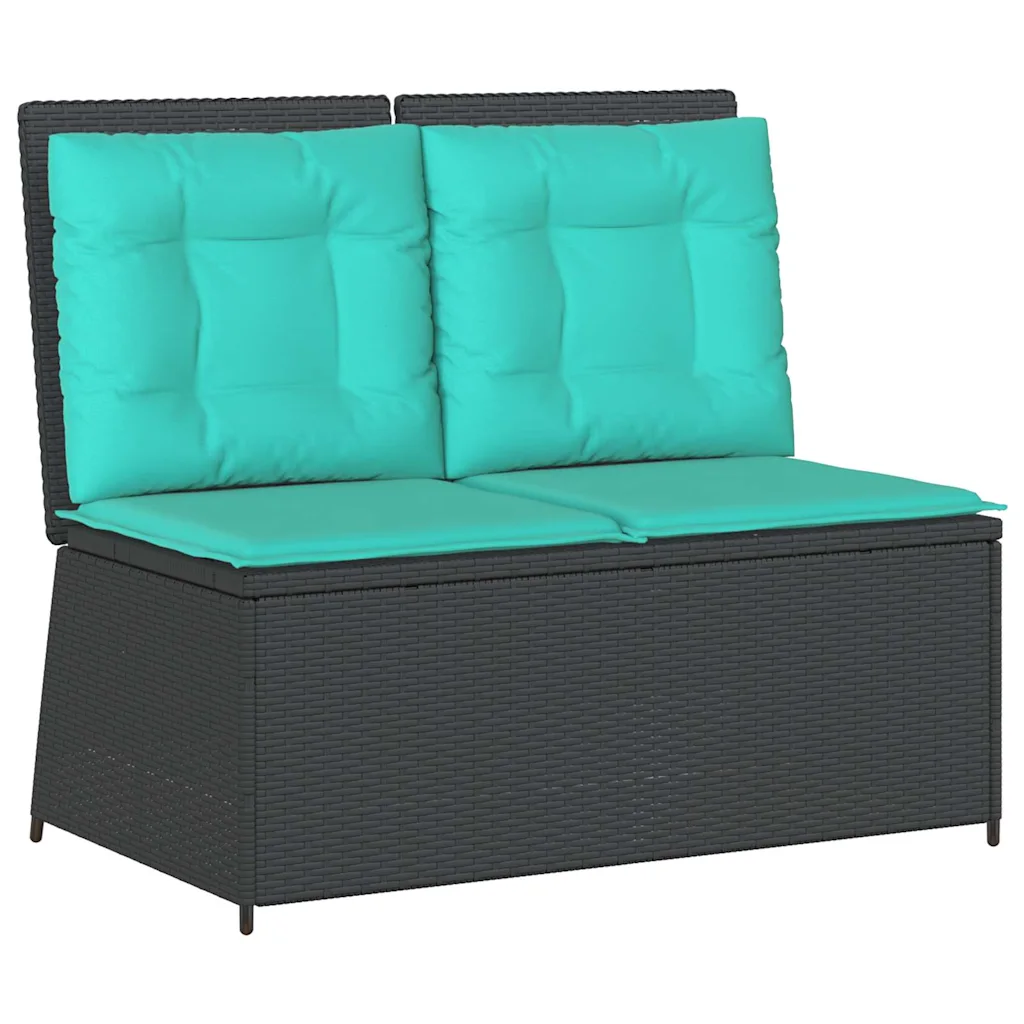 Garden Bench Black Poly Rattan
