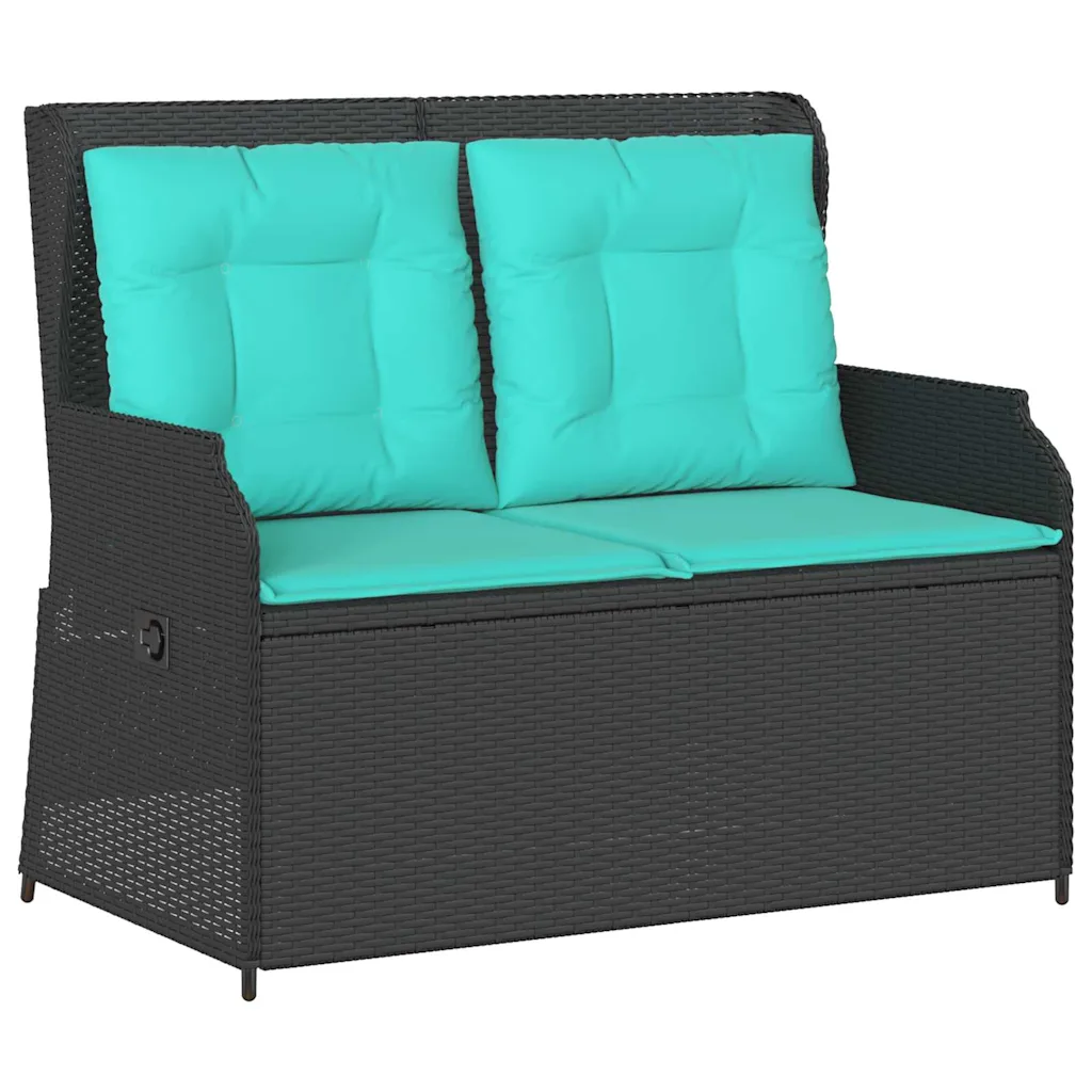 Garden Bench Black Poly Rattan