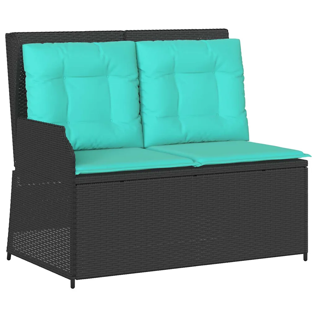 Garden Bench Black Poly Rattan