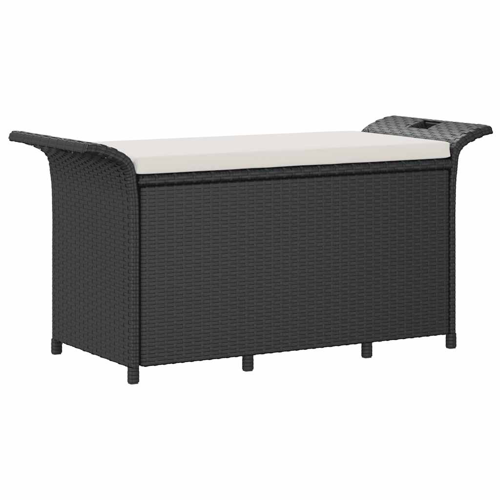 Garden Bench Black Polyethylene with rattan look