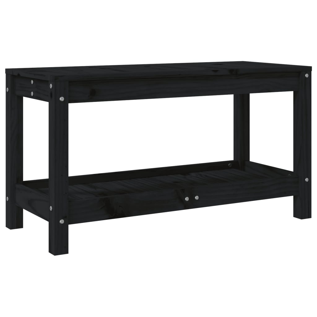 Garden Bench Black Solid Pine Wood Medium Heavy Weight Endurance