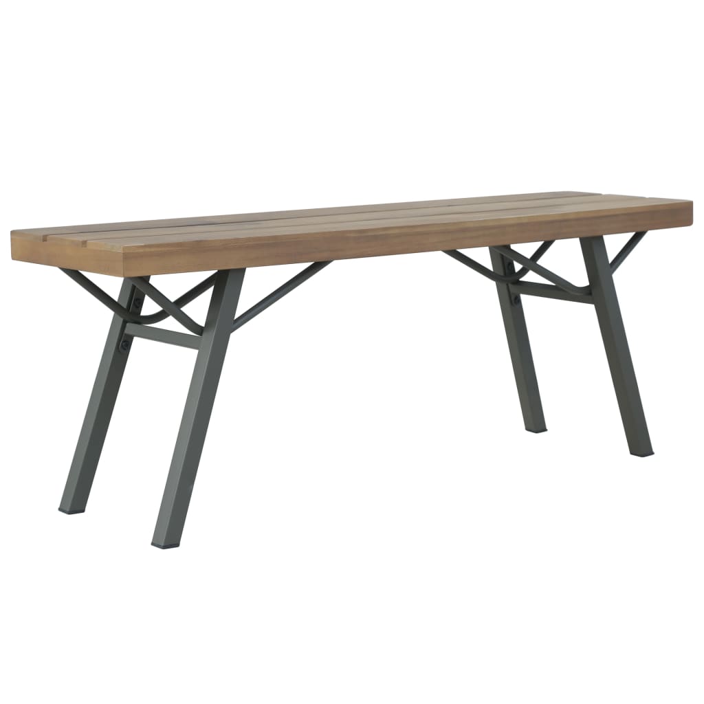 Garden Bench Brown and Gray Solid Acacia Wood and Steel 47.2 in
