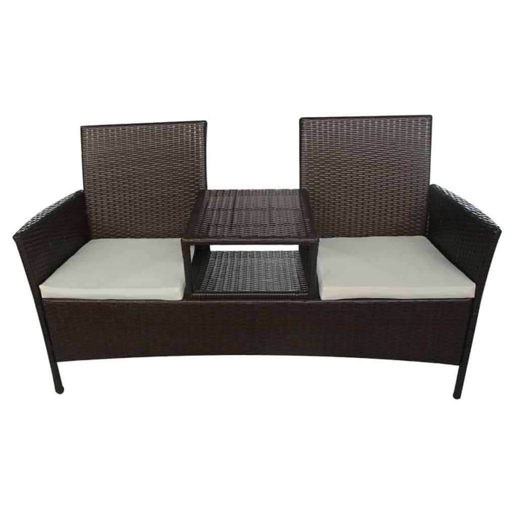 Garden Bench Brown PE rattan Large Removable Covers