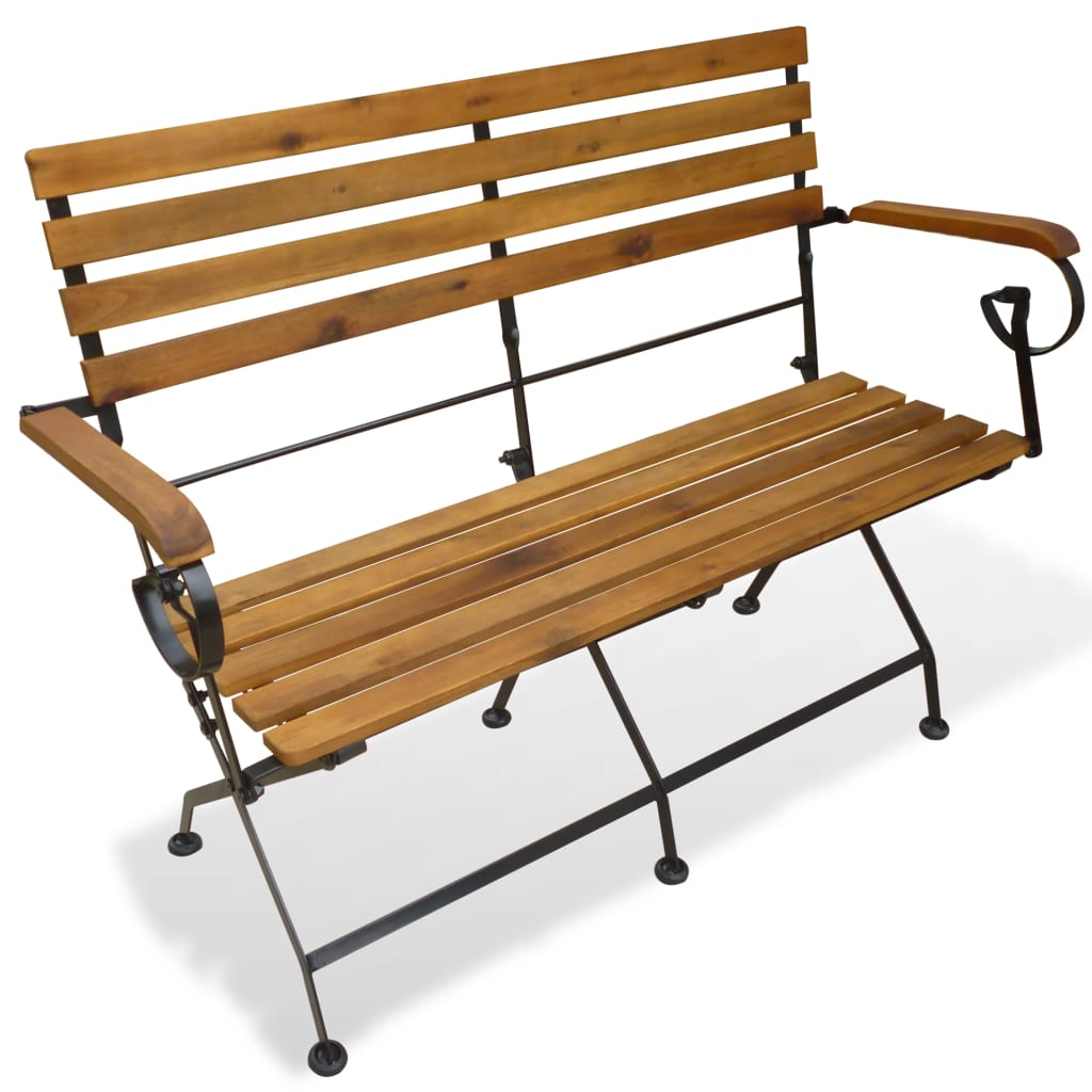 Garden Bench Brown Solid Acacia wood Medium Collapsible