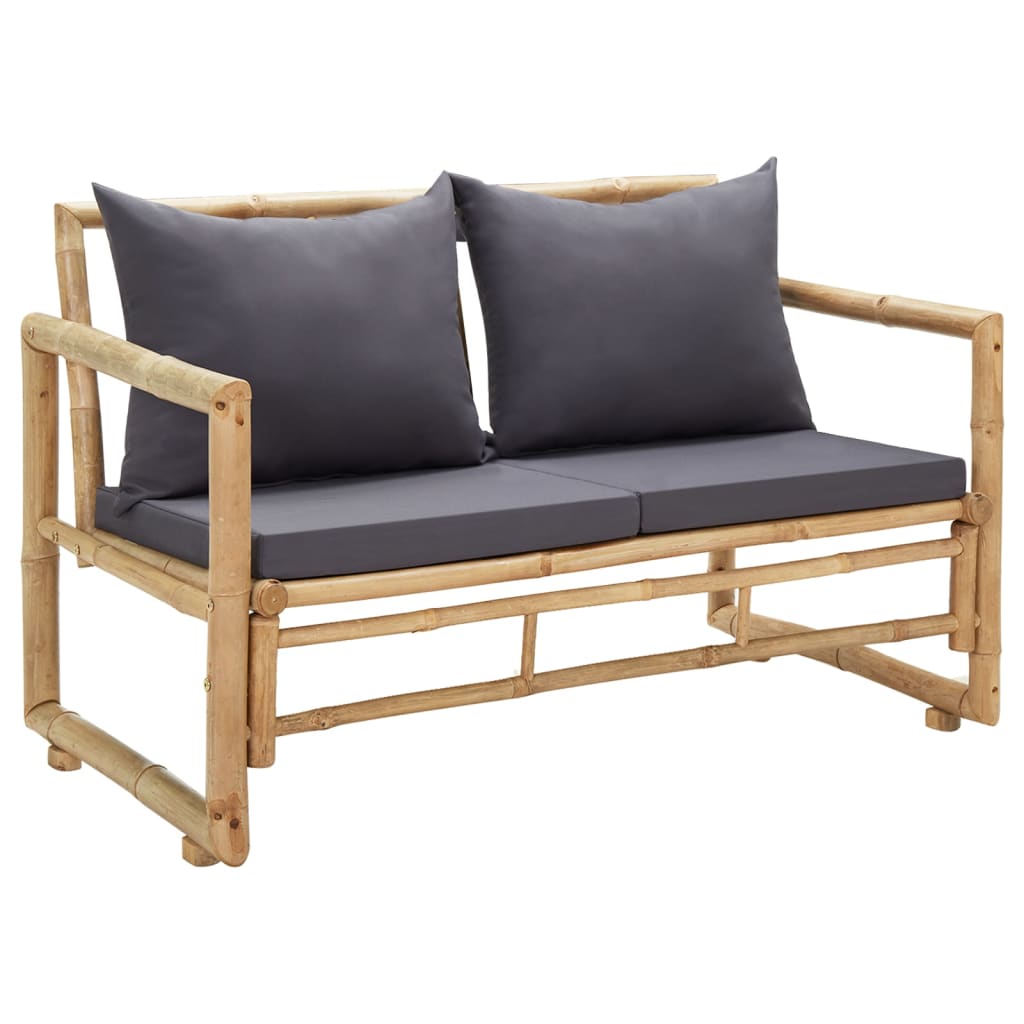Garden Bench Dark grey, Natural bamboo
