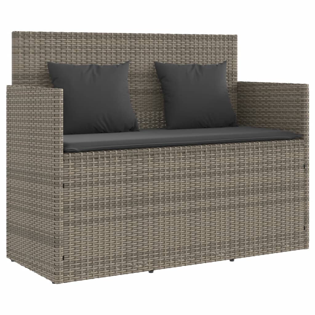 Garden Bench Gray PE rattan 47.2 in Removable Covers