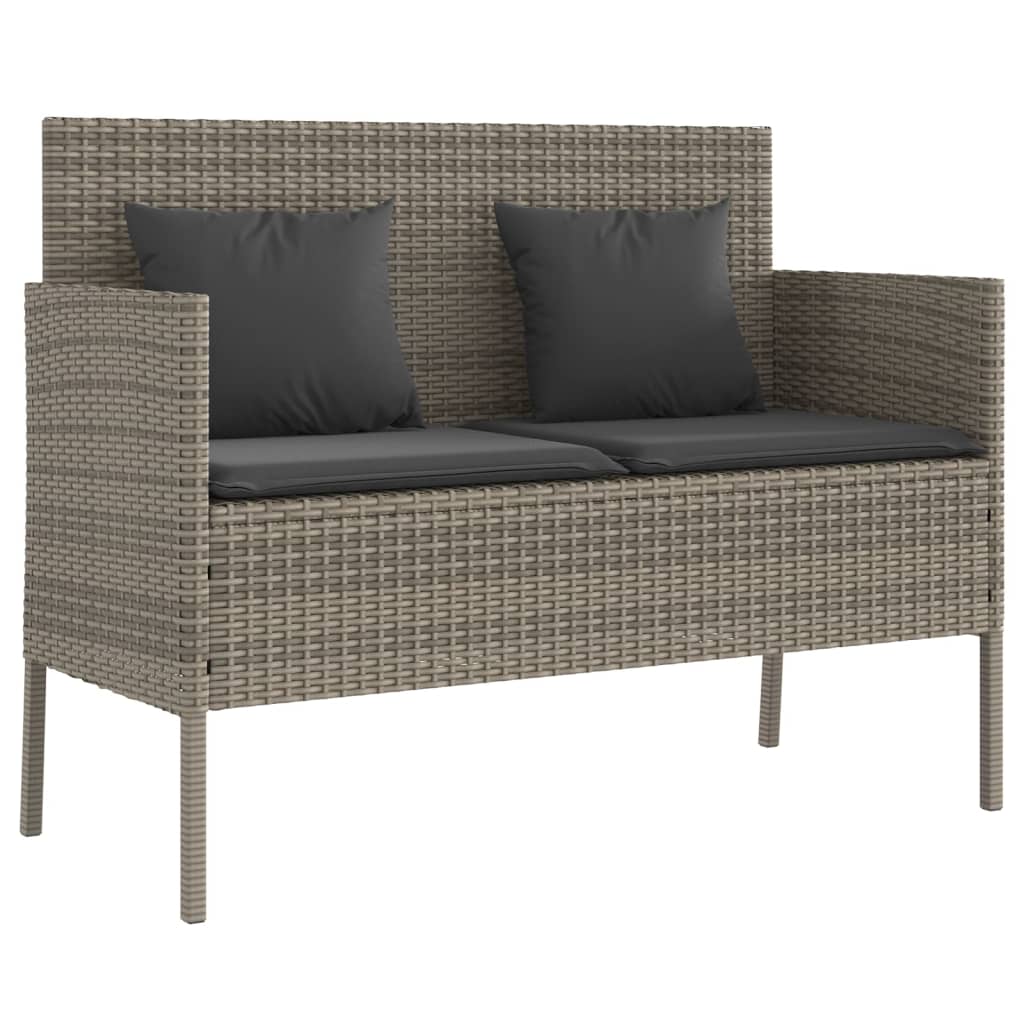 Garden Bench Grey PE Rattan 44.5 in x 24.0 in x 34.3 in Storage
