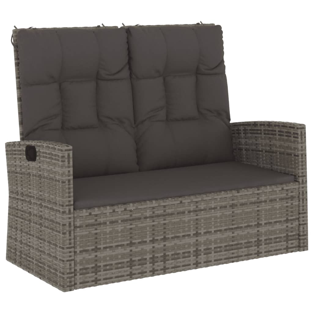 Garden Bench Grey PE Rattan 46.5 x 24.4 x 37.4 in