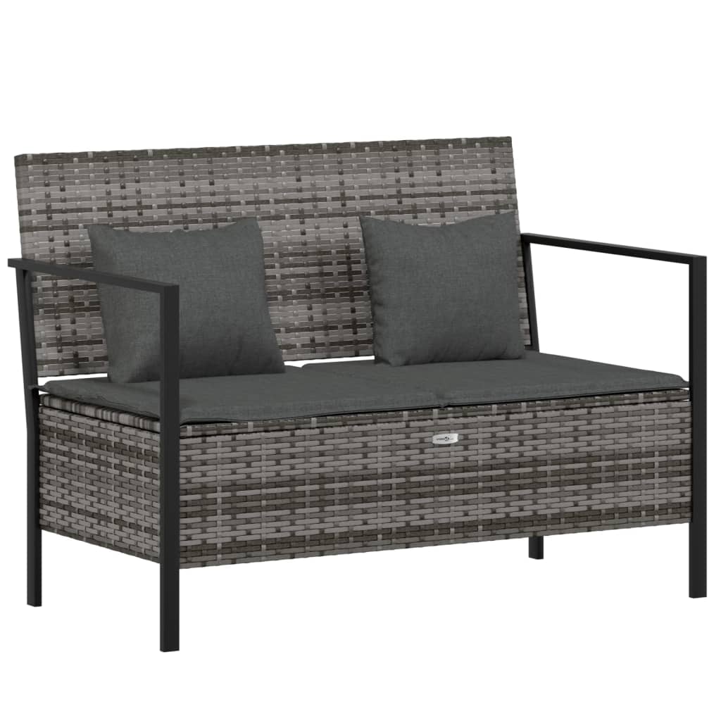 Garden Bench Grey PE rattan Medium Outdoor Bench Rectangular