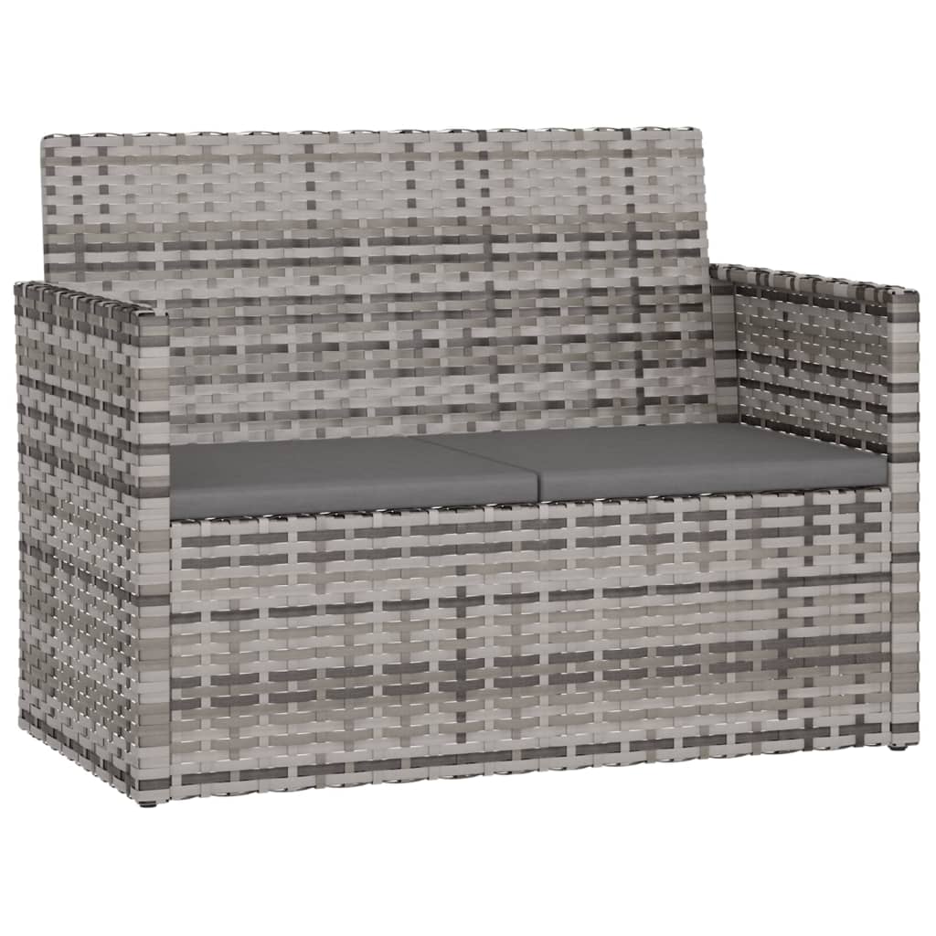 Garden Bench Grey PE rattan, powder-coated steel Medium Durable