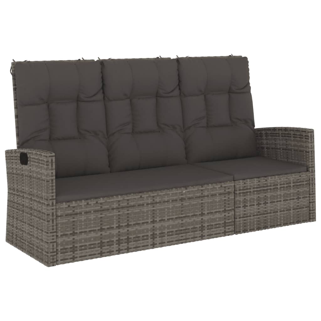 Garden Bench Grey PE rattan, powder-coated steel