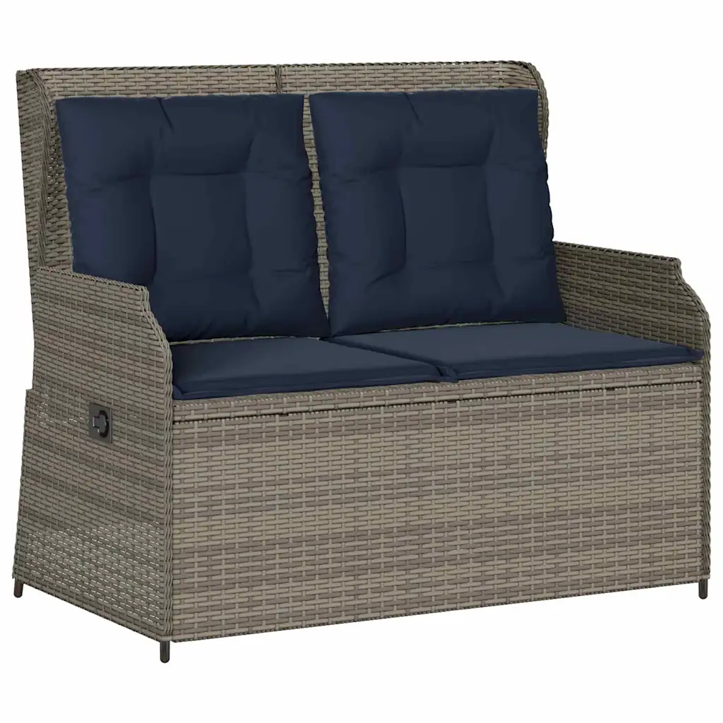 Garden Bench Grey Poly Rattan