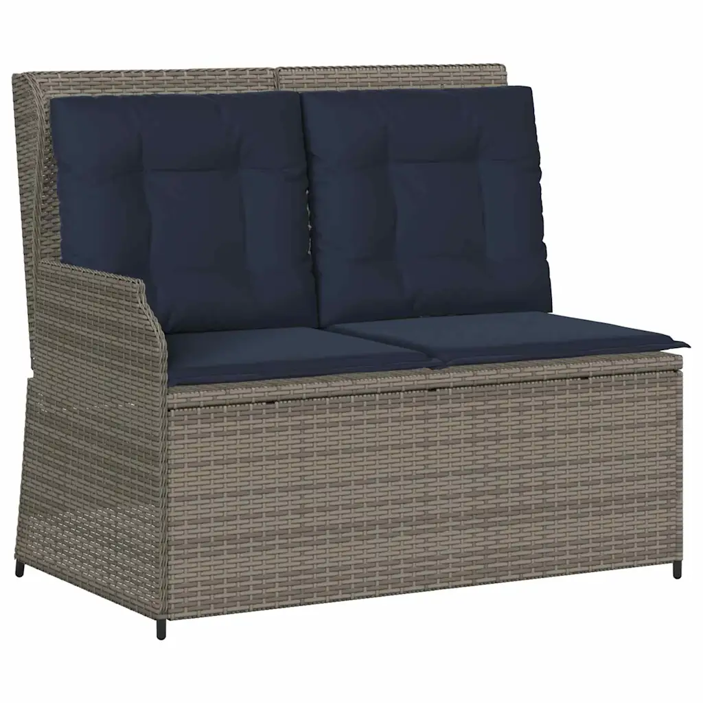 Garden Bench Grey Poly Rattan