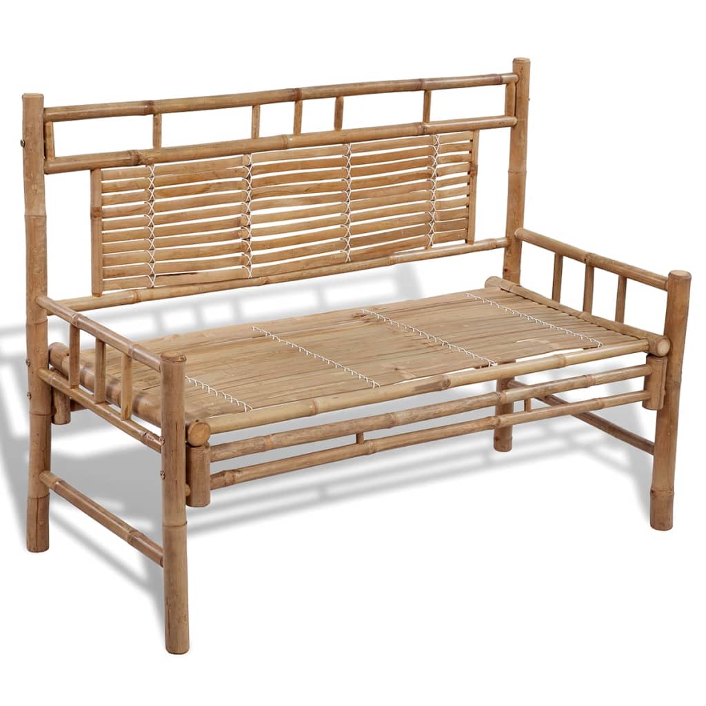 Garden Bench Natural Bamboo 47.2 in wide Sturdy Garden Bench