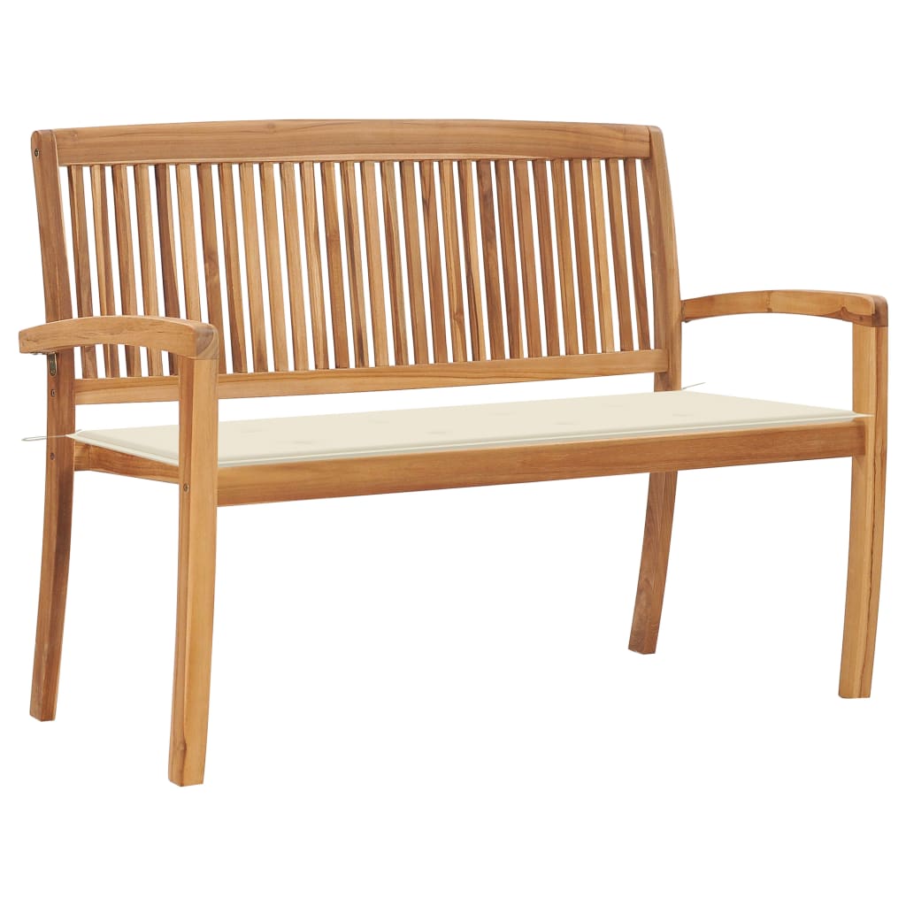 Garden Bench Teak 2-seater Stackable Durable Wooden Bench