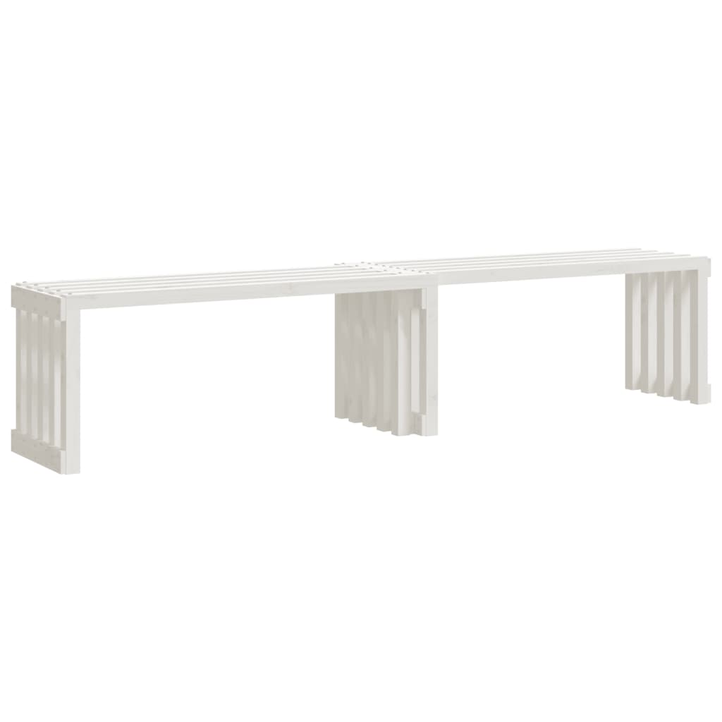 Garden Bench White Solid pine wood Large Extendable