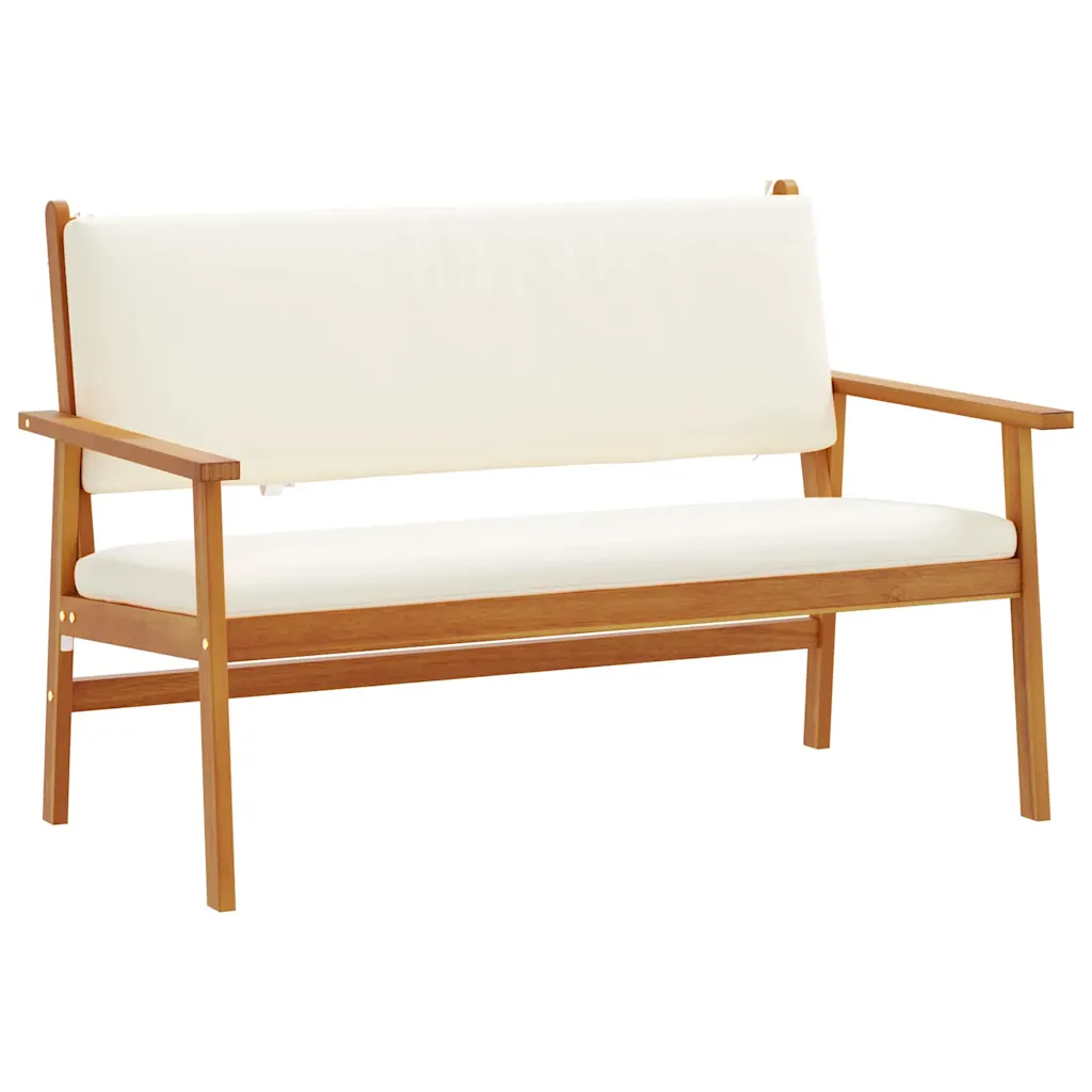 Garden Bench with Cushion Cream White Solid Acacia Wood