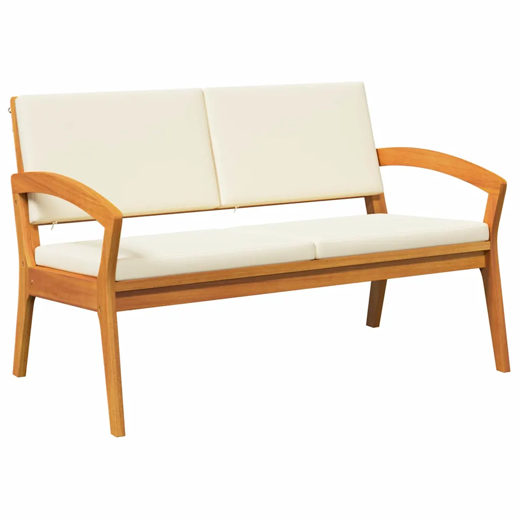 Garden Bench with Cushion Oil Natural Solid Acacia Wood