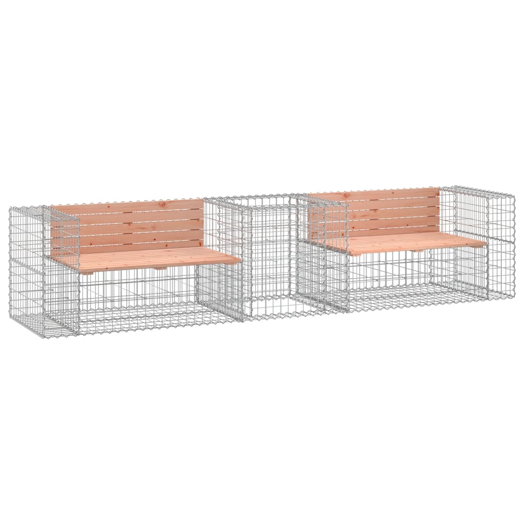 Garden Bench With Gabion Basket Natural wood Solid Douglas wood