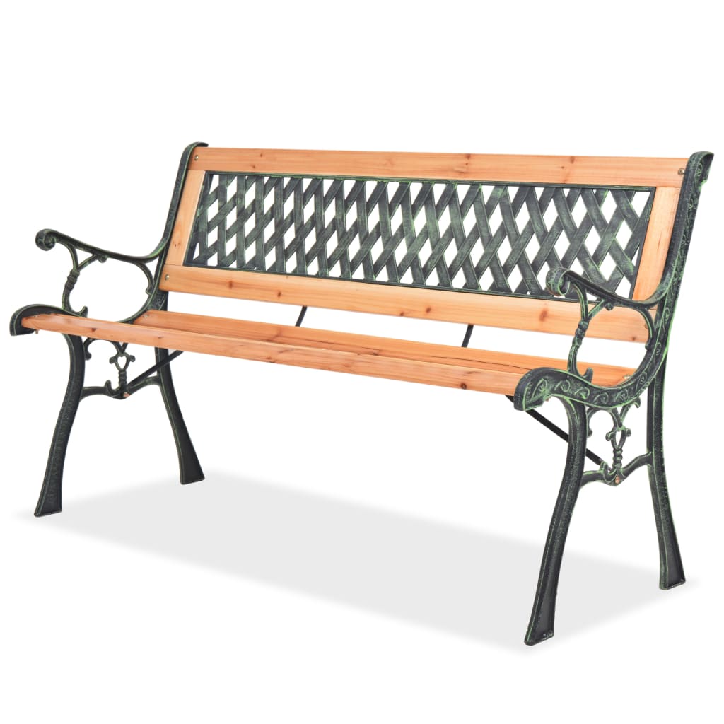 Garden Bench Wood Brown, Black Wood, Wrought Iron, PVC Standard