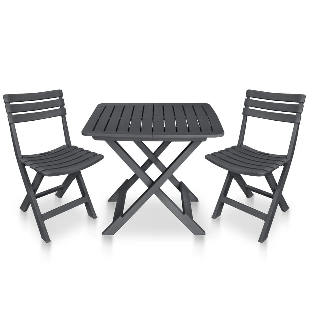 Garden Bistro Set Anthracite Plastic Compact Foldable