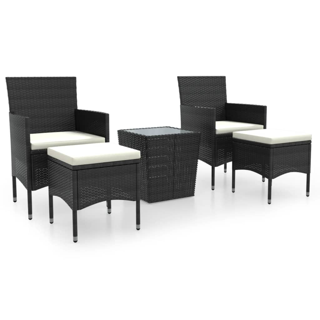 Garden Bistro Set Black and Cream White