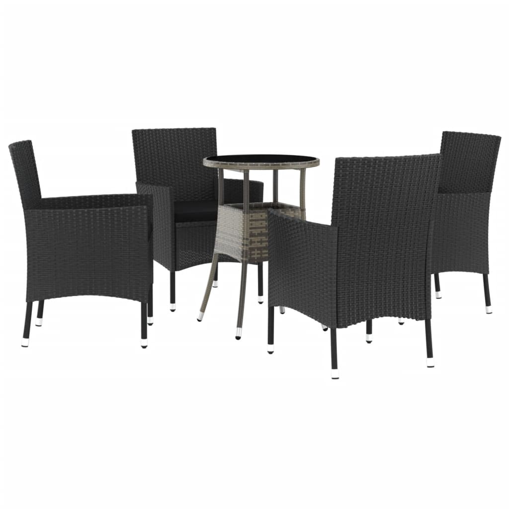 Garden Bistro Set Black and Grey