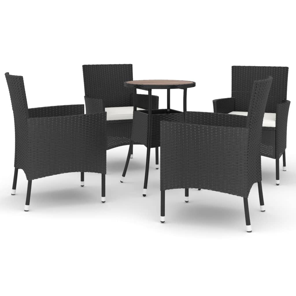 Garden Bistro Set Black Poly rattan Medium Durable