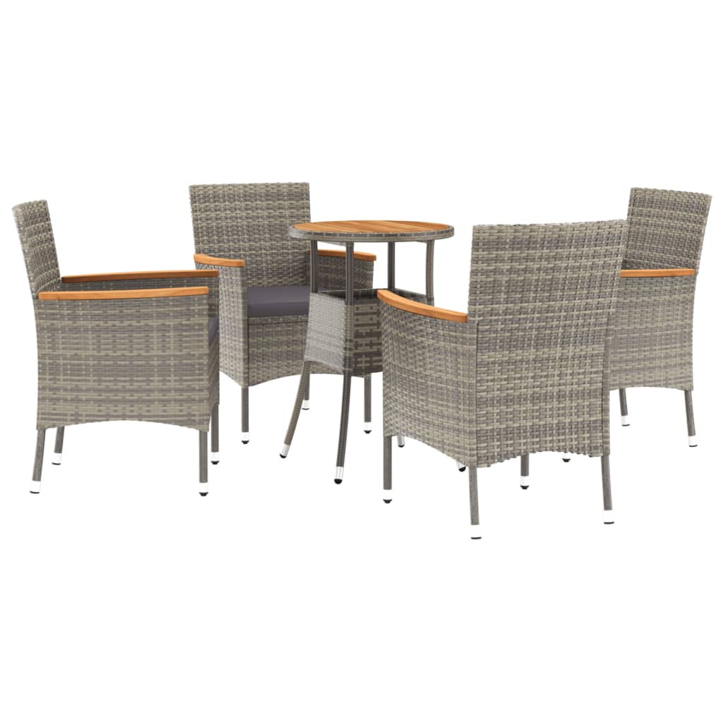 Garden Bistro Set Grey Poly rattan Medium Durable