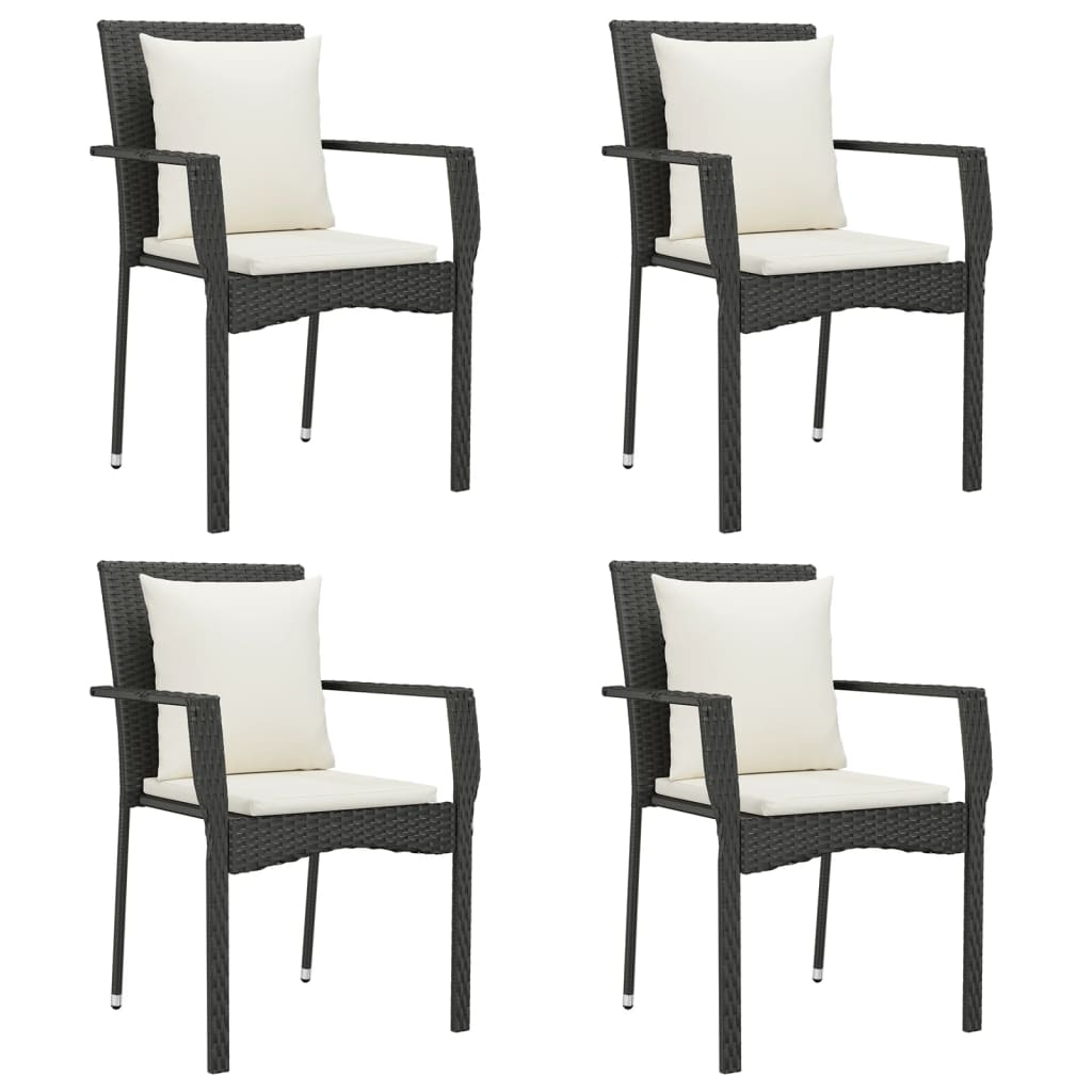 Garden Chair Black with Cream White Cushions PE rattan Standard