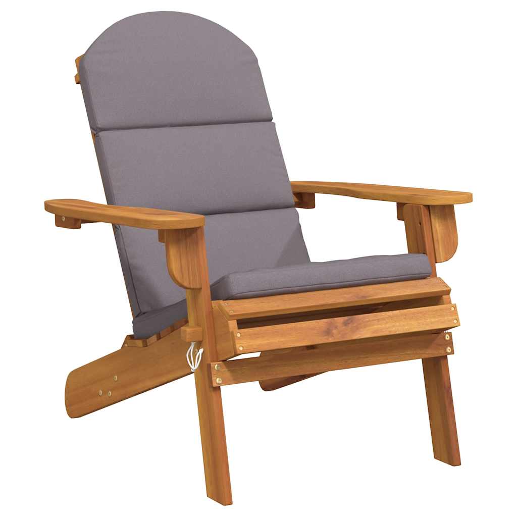 Garden Chair Dark grey, Natural wood Solid acacia wood, Polyester