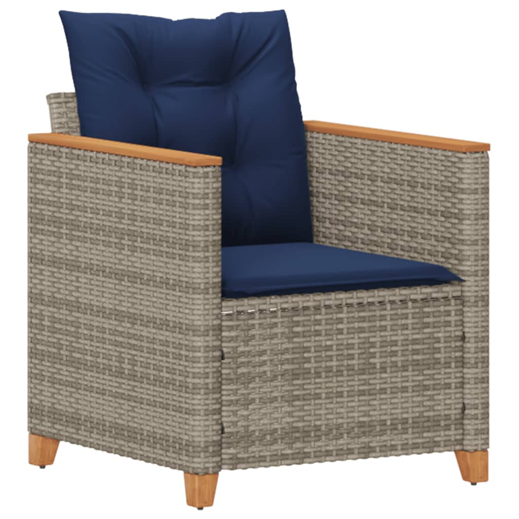 Garden Chair Gray PE rattan Medium Adjustable Feet Garden Chair