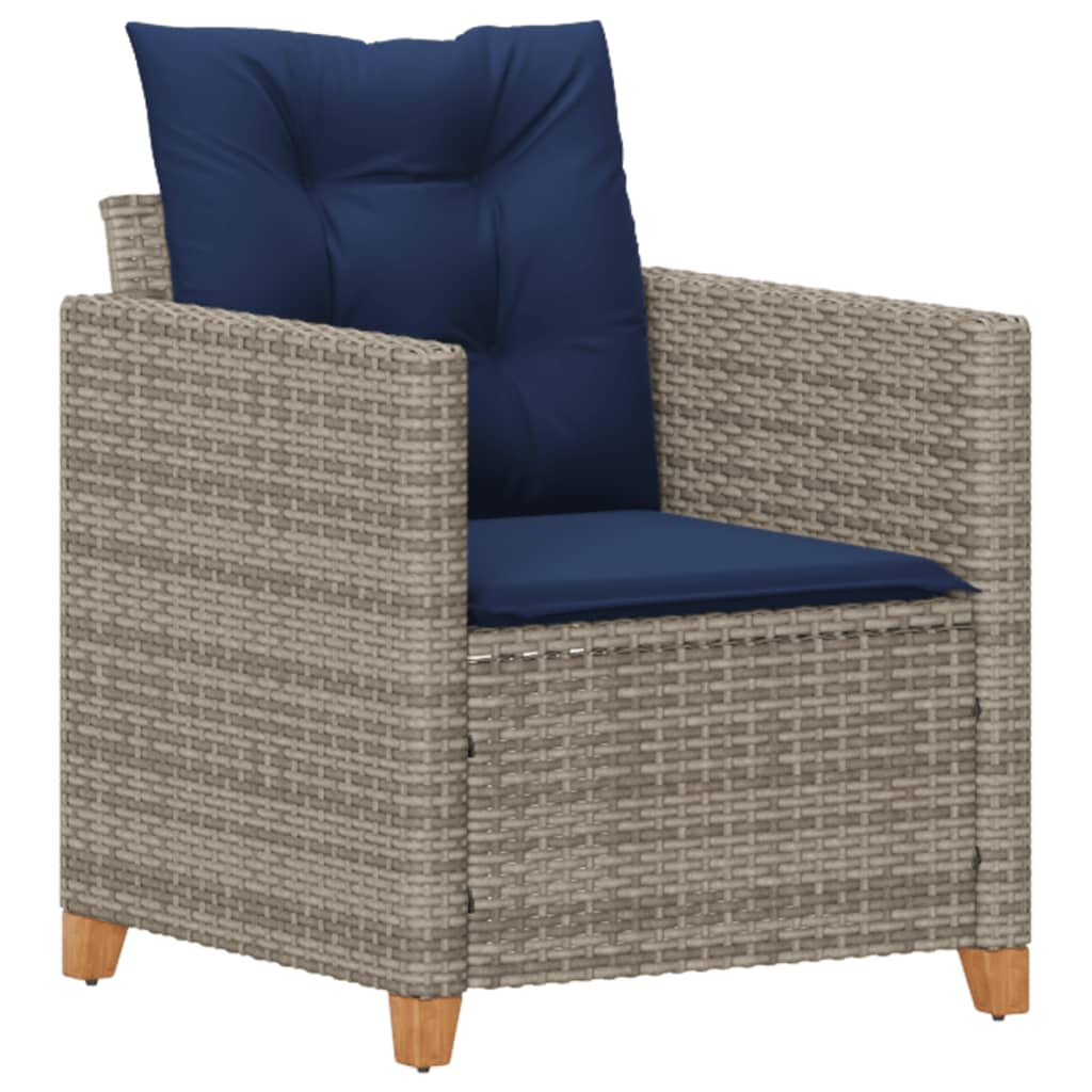 Garden Chair Grey PE rattan, powder-coated steel, solid acacia wood