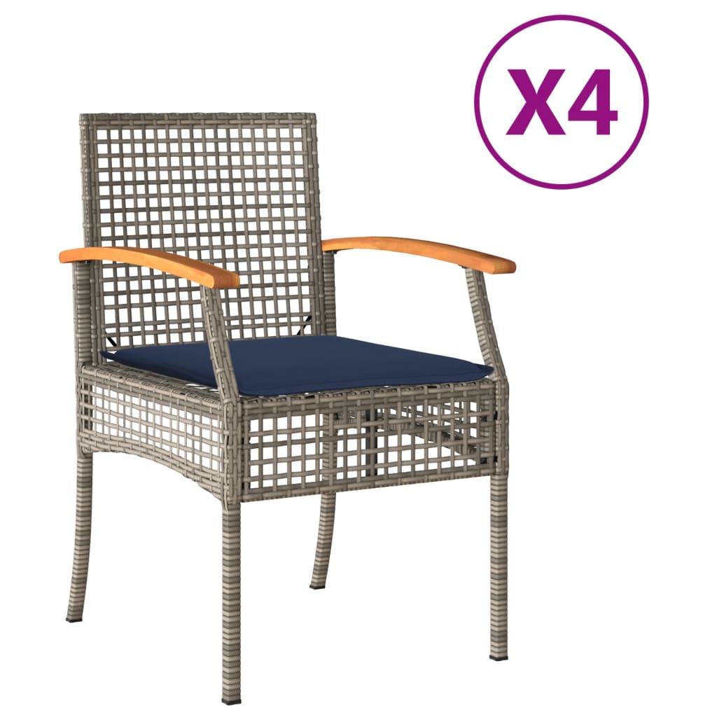 Garden Chair Grey Poly Rattan Standard Removable Covers