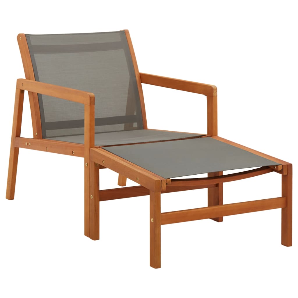 Garden Chair Grey Solid eucalyptus wood and textilene Medium