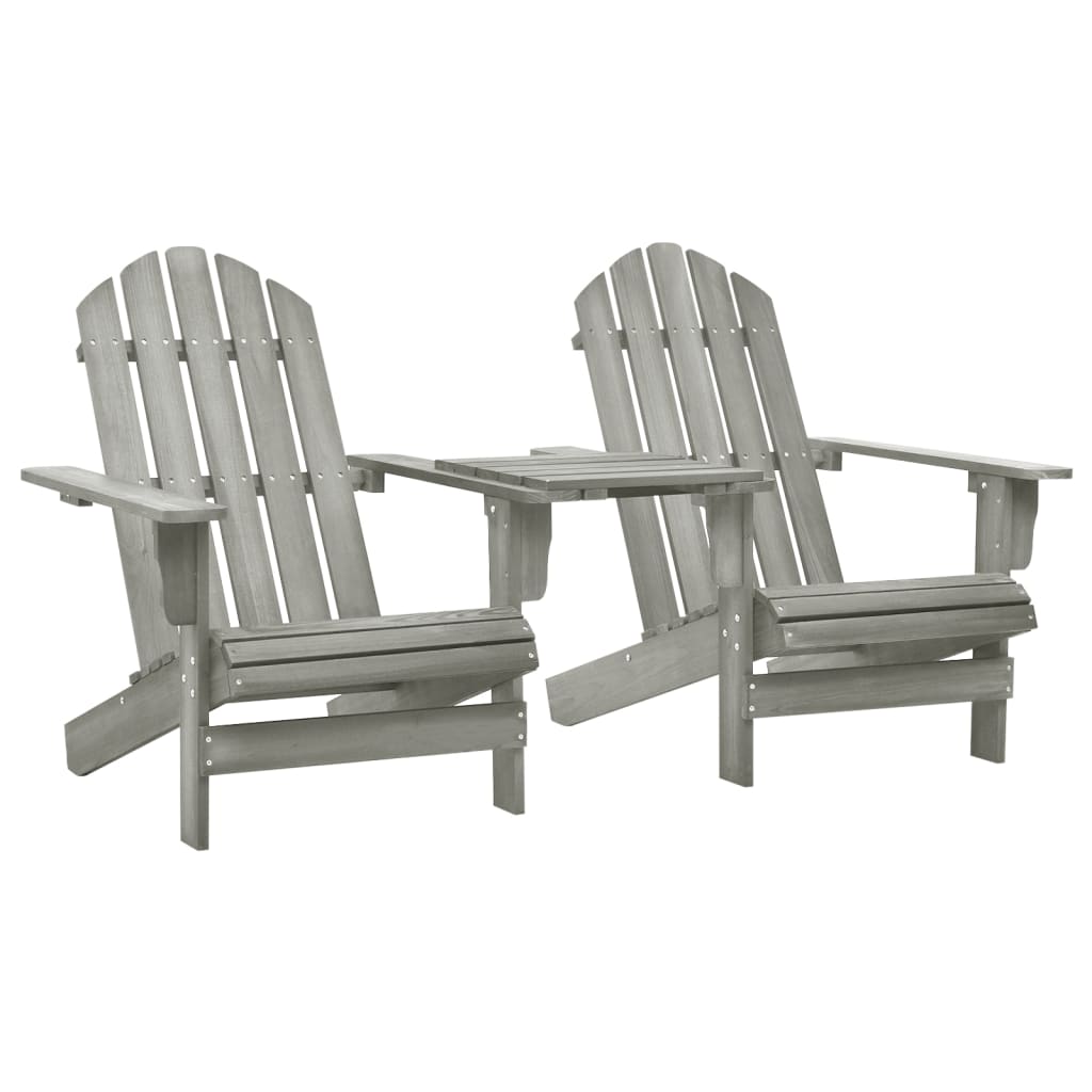 Garden Chair Grey Solid Fir Wood Regular Durable