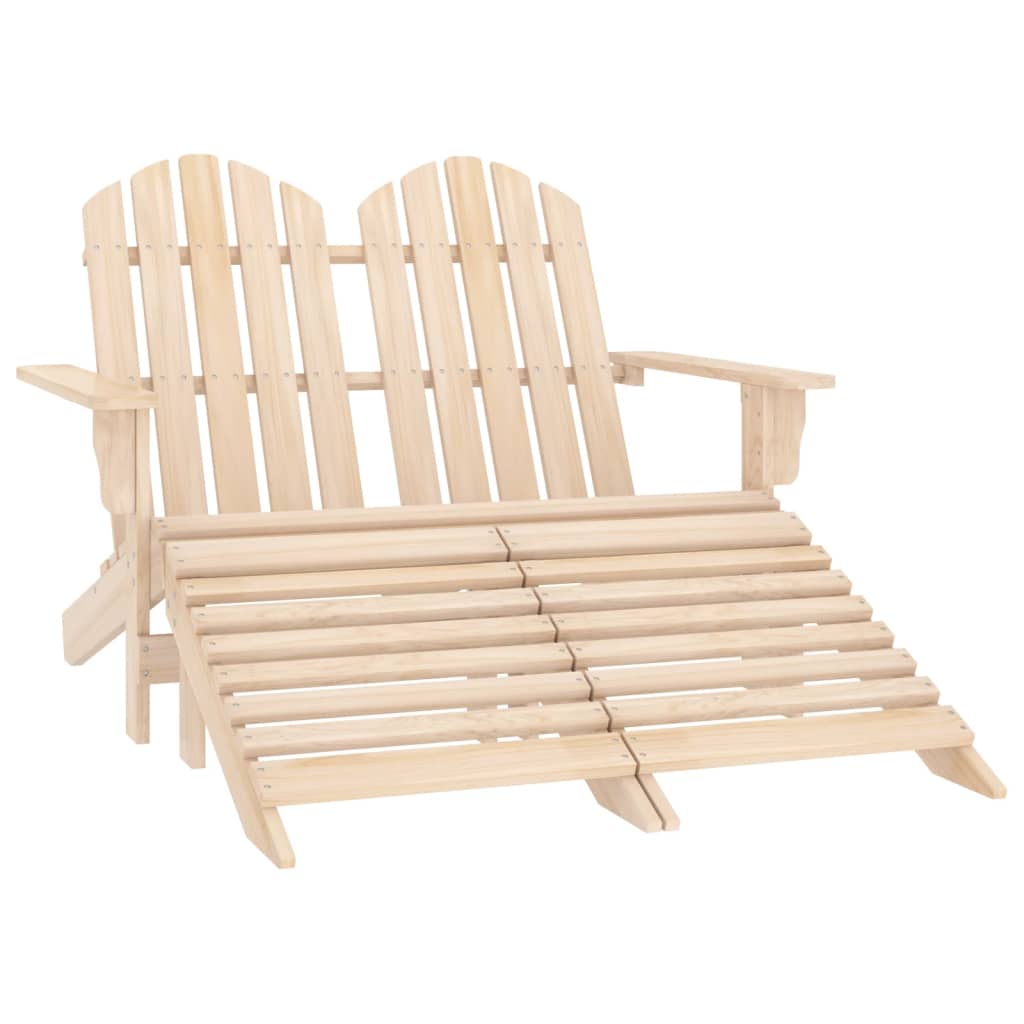 Garden Chair Natural Wood Solid Fir Wood 2-Seater Detachable