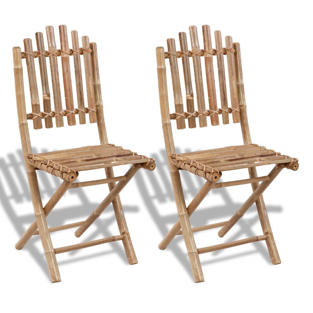 Garden Chair Set of 2 Bamboo Solid bamboo Medium Foldable