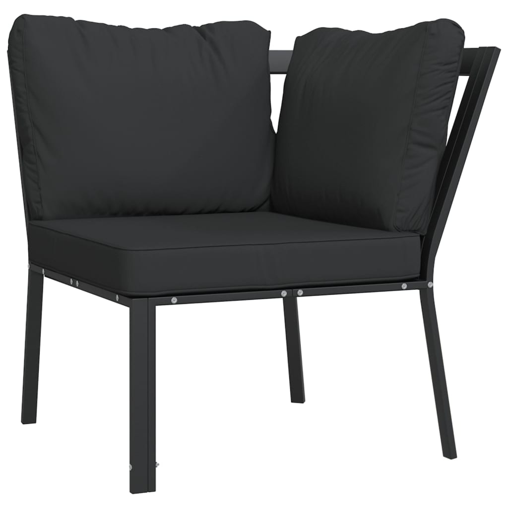 Garden Chair Set of 2 Black and Grey Powder-coated steel Medium
