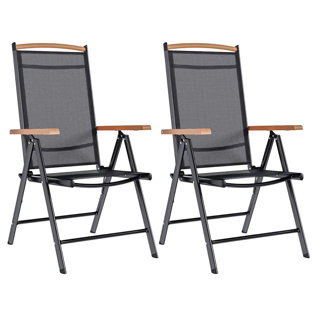 Garden Chair Set of 2 Black Powder-coated aluminum, textilene