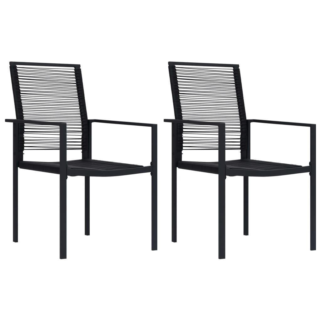 Garden Chair Set of 2 Black PVC hollow rattan, powder-coated steel