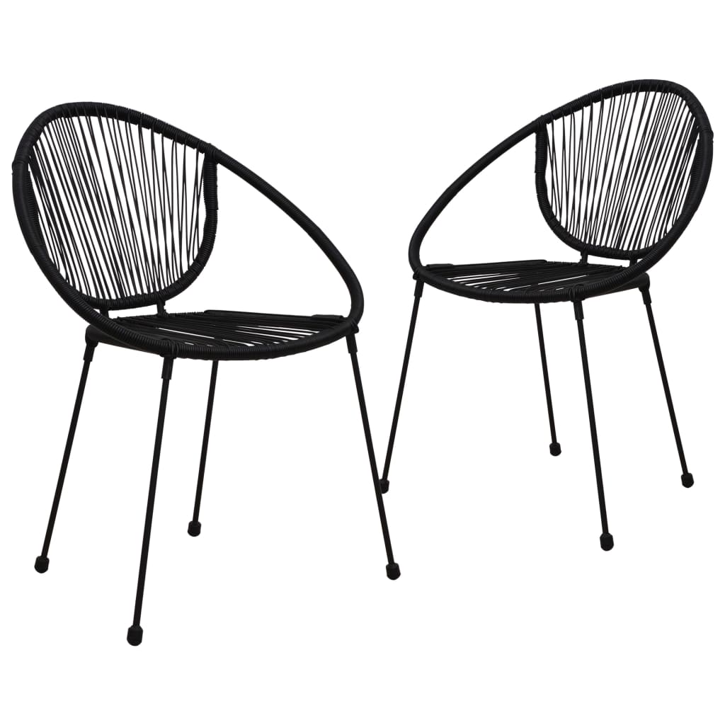 Garden Chair Set of 2 Black PVC rattan, steel Standard