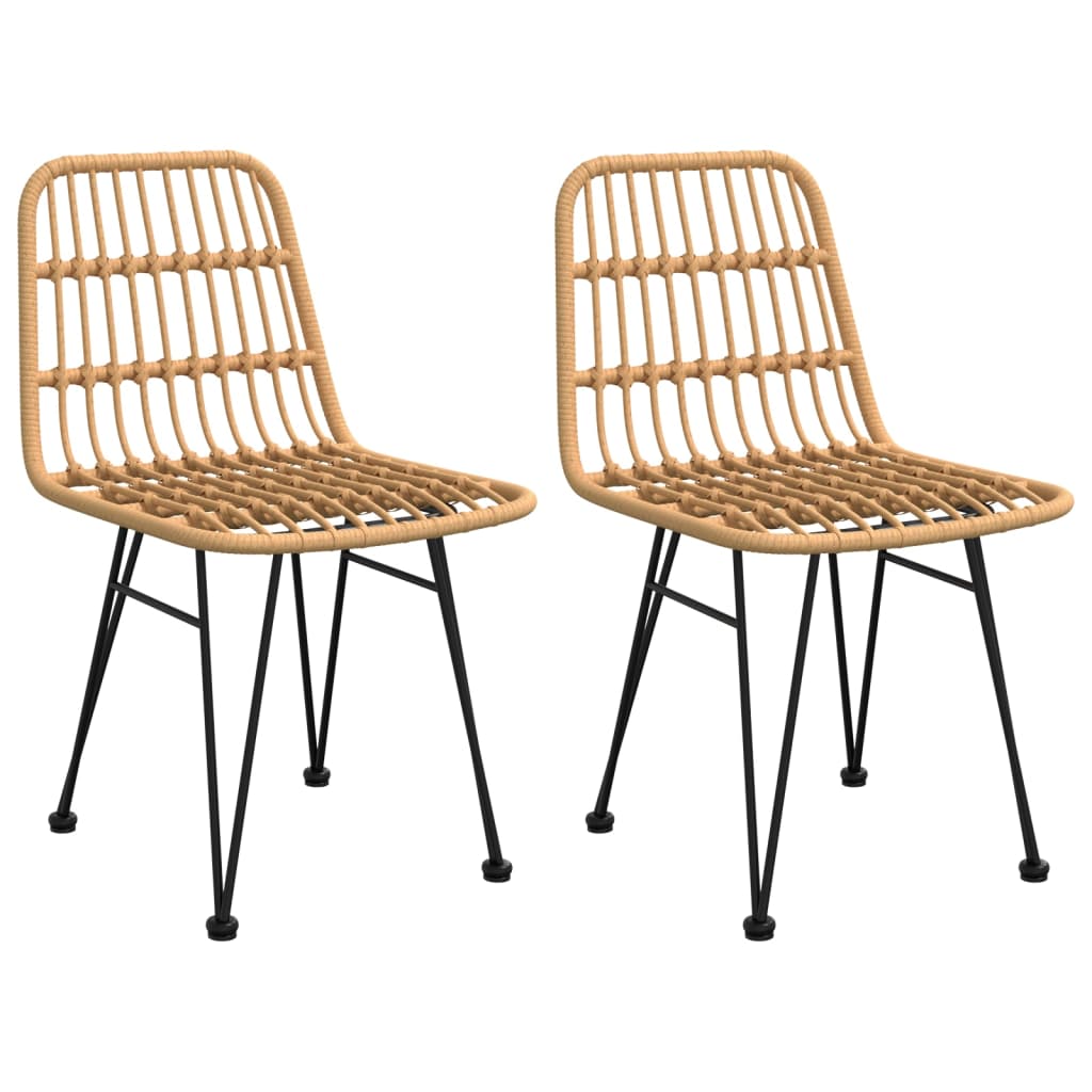 Garden Chair Set of 2 Black Steel, polyethylene with a rattan look