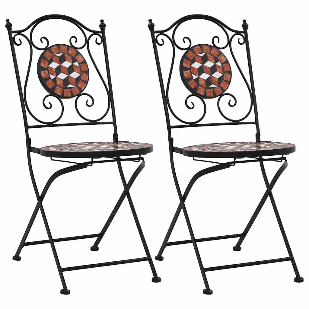 Garden Chair Set of 2 Brown, Black, Cream