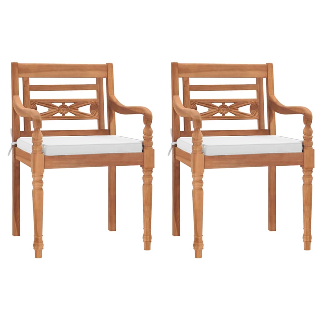 Garden Chair Set of 2 Brown Teak wood and cotton Standard