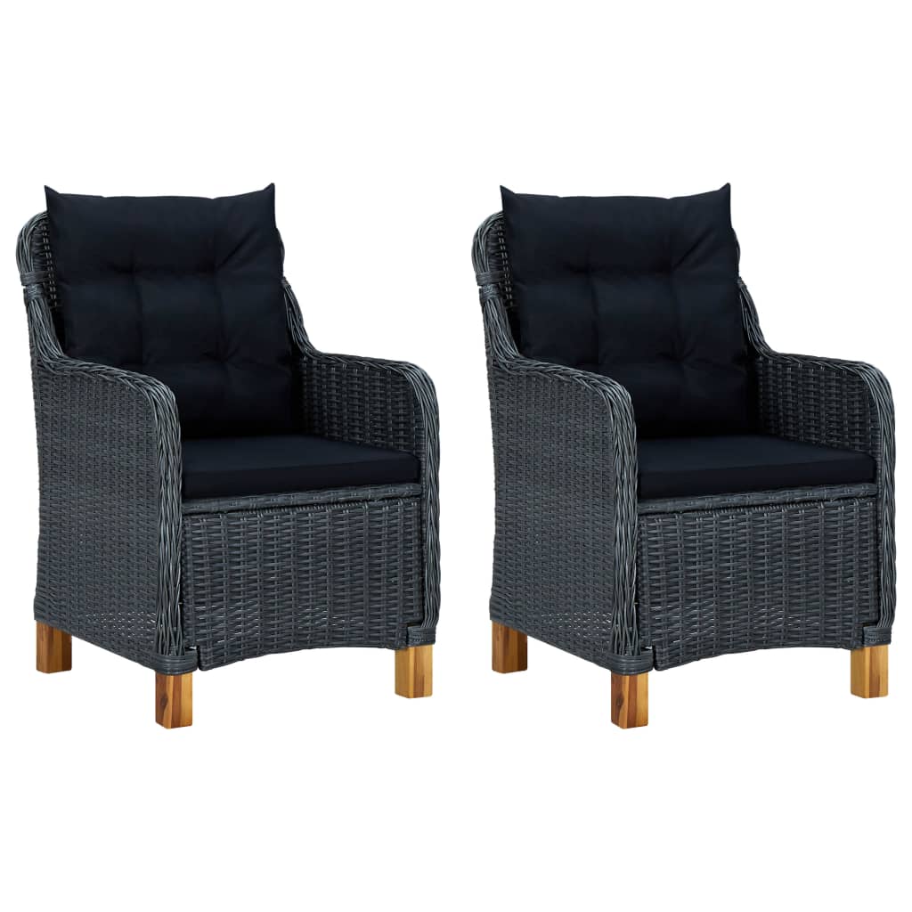 Garden Chair Set of 2 Dark Grey Round PE Rattan Standard