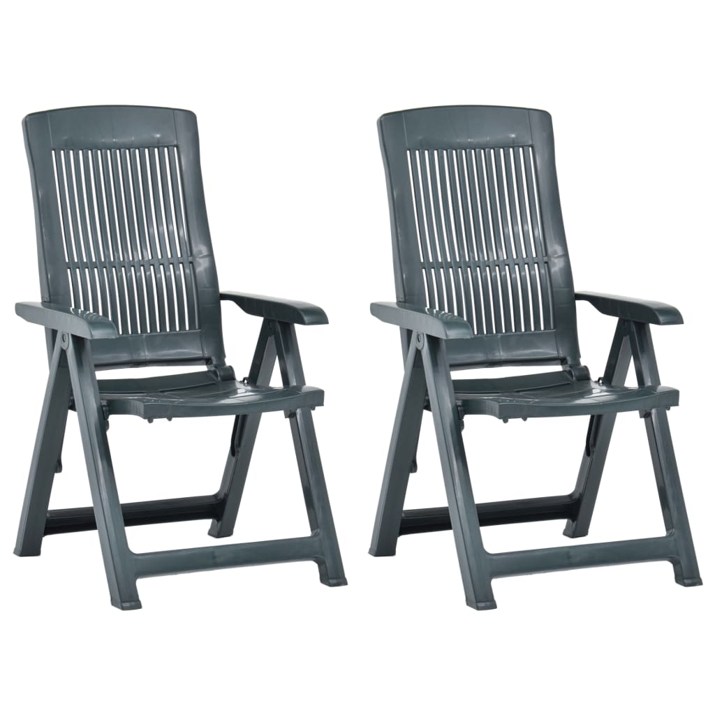 Garden Chair Set of 2 Green Plastic Standard Foldable