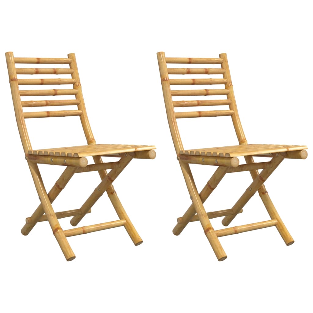 Garden Chair Set of 2 Natural Bamboo 16.9 x 21.3 x 34.6 in