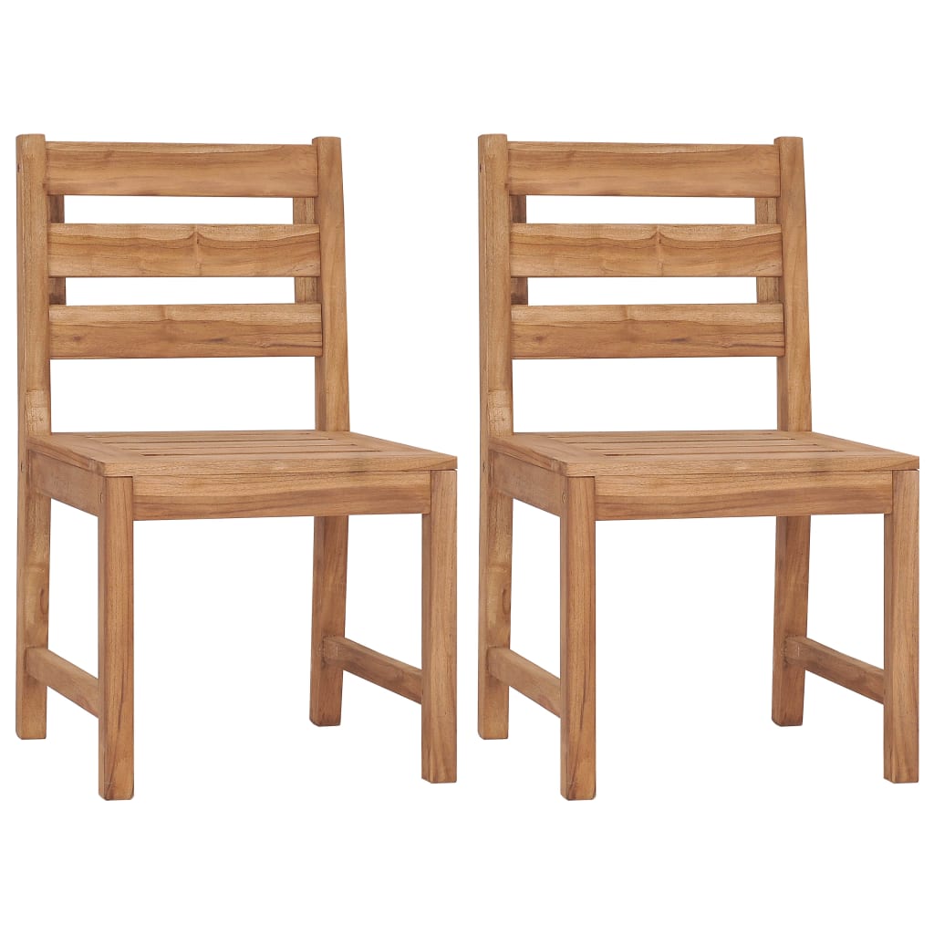 Garden Chair Set of 2 Natural Teak Solid Teak Wood Regular